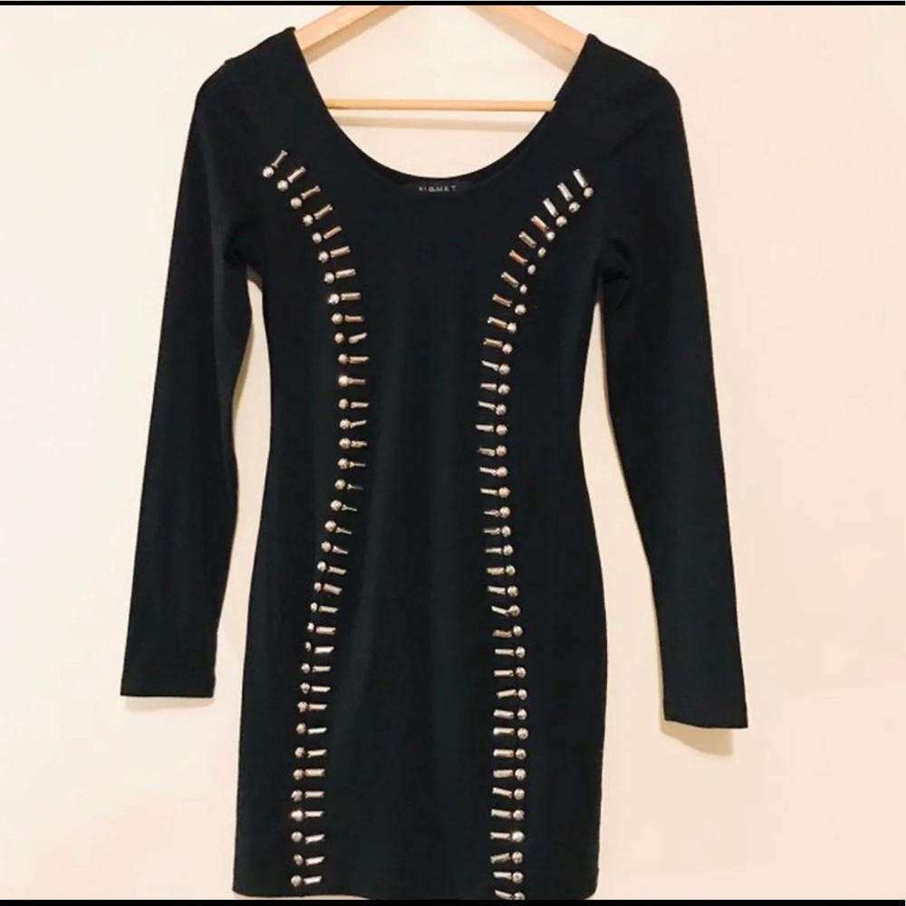 black studded mini dress